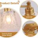 22" Gold Bathroom Light Fixture, 3 Light Brass Vintage Vanity Light, Antique Gold Finish with Crystal Glass Shade, Suit for Bathroom, Bedroom or Hallway