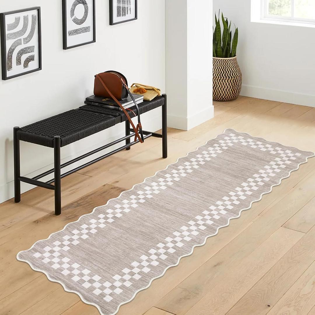 GarveeHome Washable Runner Rug 2x10 Modern Bordered Hallway Runner Rug