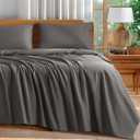Shilucheng 100% Cotton Queen Size Sheets Set - 600 Thread CountLuxury Egyptian Cotton Bed Sheets5-Star Hotel Quality Sheets, Breathable & Cooling, 16 Inch Deep Pocket - 4 Piece (Dark Grey, Queen)
