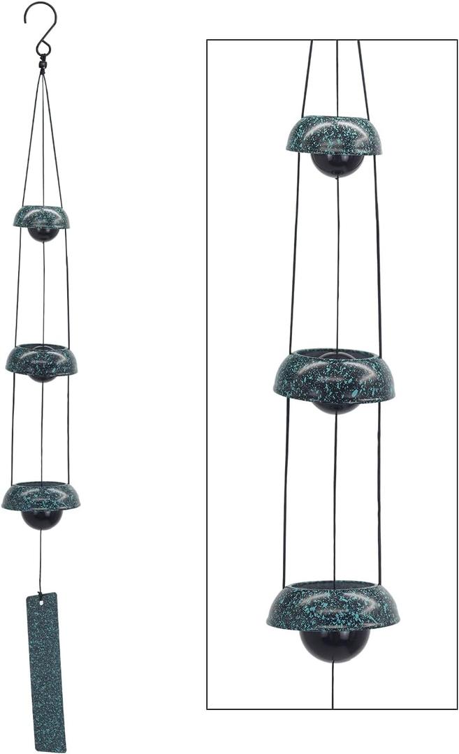 ASTARIN Temple Wind Chimes - Dark Atrovirens, 3 Bells, Feng Shui Home Yard Decoration, Memorial Gift for Peace Lovers