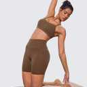 3 x BAYDI Clouduxi Biker Shorts for Women 6" High Waisted Workout Gym Running Shorts Womens Buttery Soft Yoga Pants (Brown, M)