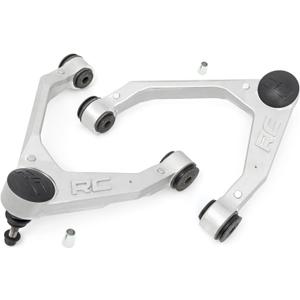 Rough Country Forged Aluminum Upper Control Arms for Chevy Silverado GMC Sierra 1500 (2007-2018) OE Upgrade, 2-Pack, Silver
