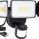75W Motion Sensor Outdoor Lights Plug in, Led Flood Lights Outdoor Dusk to Dawn, 7500LM Security Lights Motion Activated IP65 Waterproof, Motion Floodights for Outside Garage Yard Patio(Black)