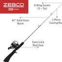 Zebco Dock Spincast Reel and Fishing Rod Combo, 42-Inch Durable Z-Glass Rod, Quickset Anti-Reverse Fishing Reel, Silver