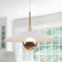 Farmhouse Large Pendant Light Mid Century Modern Ceiling Lights Fixture with White Dome Metal Lampshade Vintage Led Pendant Lighting for Kitchen Hallway Bedroom
