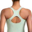RUNNING GIRL High Impact Sports Bras for Women - Square Neck Longline Workout Crop Tops with Built in Shelf Yoga Bra(BX3071Pale Green,L) (Green, L)