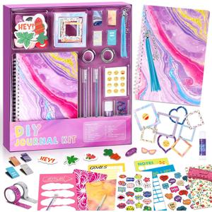 PERRYHOME DIY Journal Kit for Girls Ages 8-14, DIY Girls Journal Set for Teenage Girls Scrapbook & Diary Kits, Journaling Art Crafts Kit Teen 8 9 10 11 12 13 14 Year Old Girl Birthday Gifts - Purple (Purple Journal Kit)