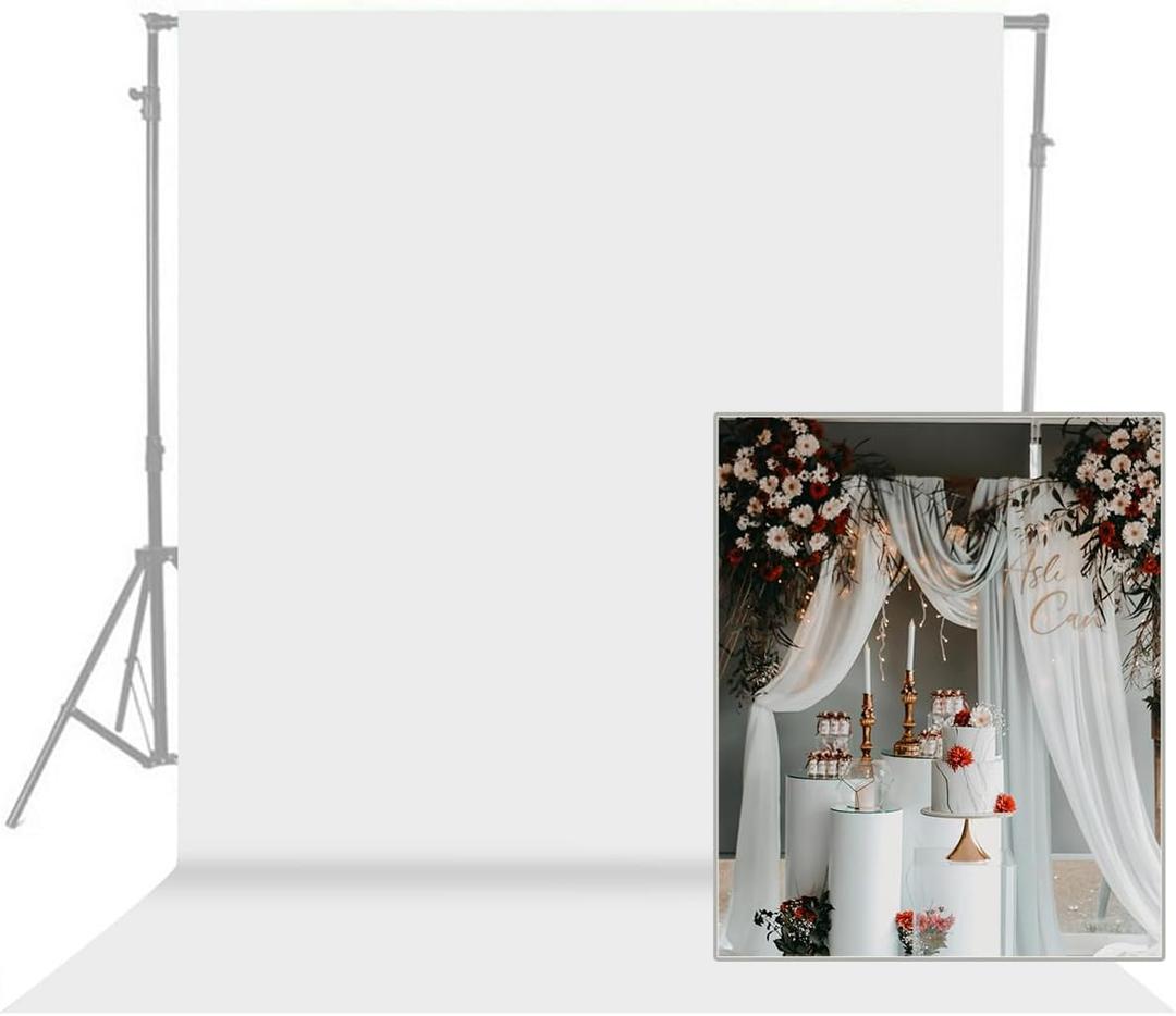 Photo Backdrop White 10 x 10ft, White Backdrop for Photoshoot, Solid White Photography Backdrop Background, Seamless Photo Backdrop Curtain for Wedding Baby Shower Picture Photobooth Portrait Backdrop