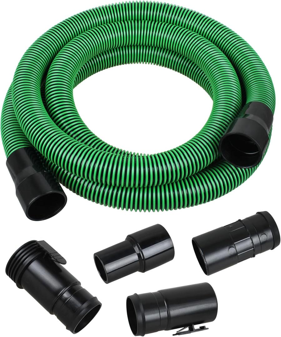 WS25021A Shop Vac Hose Kit for 1-7/8in Shop Vacuums Workshop Wet/Dry 13ft with 2-1/2-inch 6 Fittings/Attachments Vac Hose Fits Most Vacuum Cleaners (BLACK GREEN NEW)