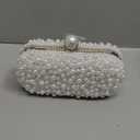 Oweisong Pearl Clutch Purses for Women Beaded Clutch Bag Formal Wedding Bride Evening Bag Party Tote Handbag (White)