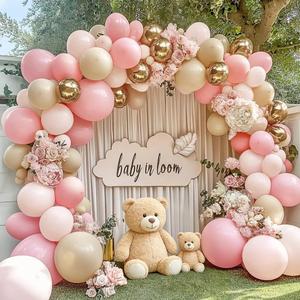 Pink White Gold Balloon Garland Double Stuffed Light Baby Pink Balloons Sand White Gold Balloon Arch Kit for Valentine Mother's Day Girl's Birthday Baby Shower Wedding Party Decorations