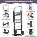3-in-1 Folding Hand Trucks, 600Lbs Convertible Hand Truck Dolly, Heavy Duty Convertible Dolly with Retractable Handle and 4 Rubber Wheels, Collapsible Cart for Moving Office/Home/Warehous(Black)