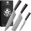 Knife Set Kitchen Knives - High Carbon Stainless Steel Professional Chef Knife Set of 3 - Razor Sharp Japanese Cooking Knife, Multipurpose Kitchen Knife with Wooden Handle, Premium Gift Box