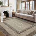 Imitation Braided Collection-Print 10x13 Area Rug for Living Room Large Washable Rug with Non-Slip Rubber Backing, Non-Shedding Stain Resistant Thin Foldable Carpet - Brown/Natural