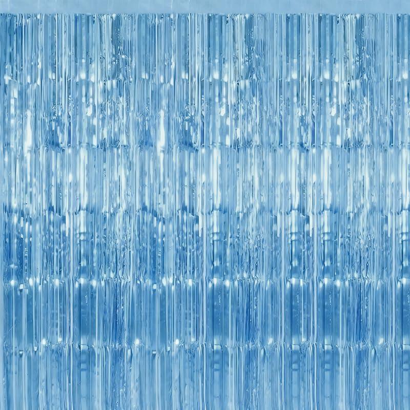 Birthday Party Streamer Backdrop Decorations-Glossy Foil,Brightly Colored,Perfect for Themed Party,Christmas,2 Pack,SkyBlue