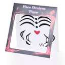 3 x Tiger Face Sticker Set, Black Stripes with Pink Nose Design,Halloween Headpiece Stick On (Black White Pink)