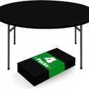 Moosfor Round Spandex Tablecloth 4 Pack, Elastic Fitted Waterproof Tablecloths for 45"-56" Tables, Stretch Washable Picnic Table Cover for Camping, Dining, Indoor and Outdoor, Black, For Up to 45"-56" Round