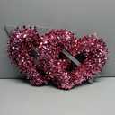 Holiday Home Valentine's Heart Tinsel Wreath with Arrow, Set of 2