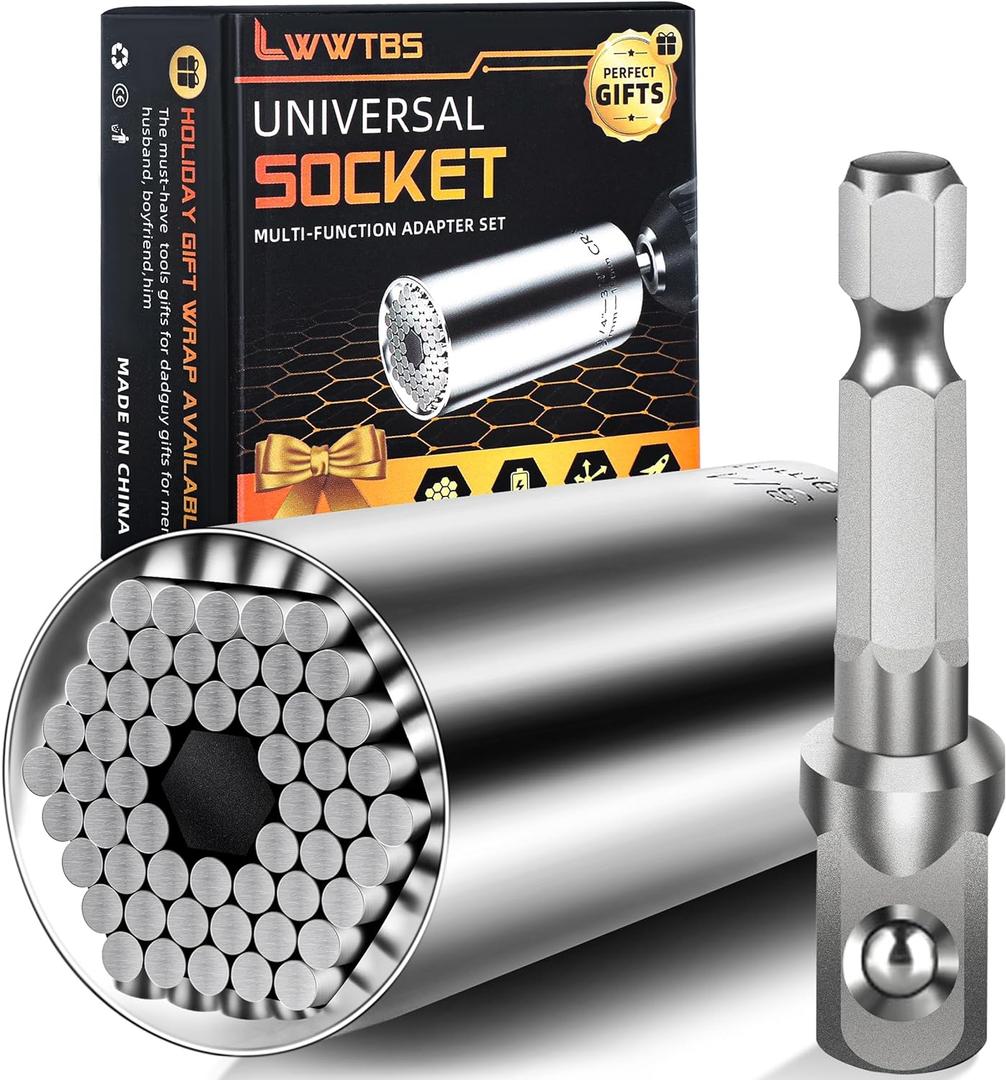 4 x Fathers Day Dad Gifts from Daughter Son Wife Super Universal Socket Tools Gifts for Mens Grip Socket Set with Power Drill Adapter Cool Tools Gadgets for Dad Valentines Day Gifts (1)