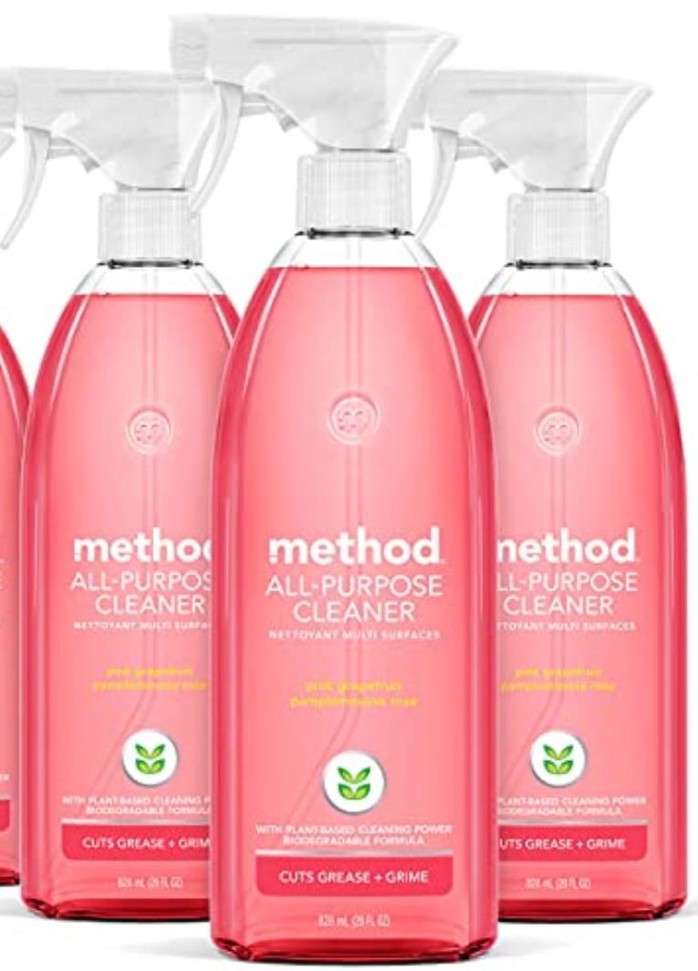 Method All-Purpose Cleaner Spray, Pink Grapefruit, Plant-Based and Biodegradable Formula Perfect for Most Counters, Tiles and More, 28 Fl Oz, (Pack of 3)