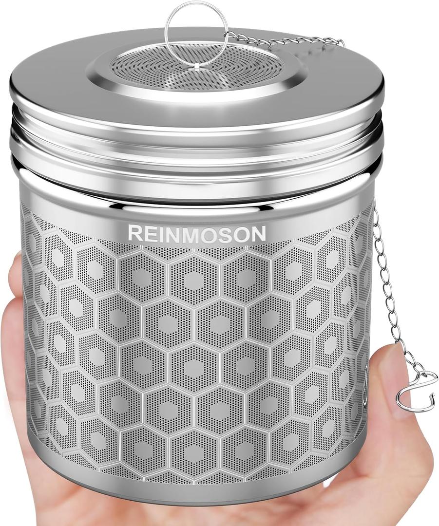 Reinmoson Extra Large Tea Infuser for Loose Tea & Spice Infuser for Cooking, Extra Fine Mesh Tea Strainers, 304 Stainless Steel Steeper for Black Tea, Rooibos, etc (1 Pack)