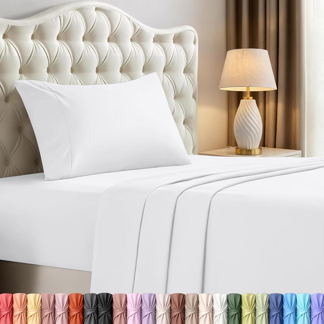 Utopia Bedding Twin Sheet Set  3 Piece Bed Sheets for Twin Size Bed, Soft and Breathable Microfiber, Includes 1 Fitted Sheet, 1 Flat Sheet and 1 Pillowcase  Oeko Tex (White)