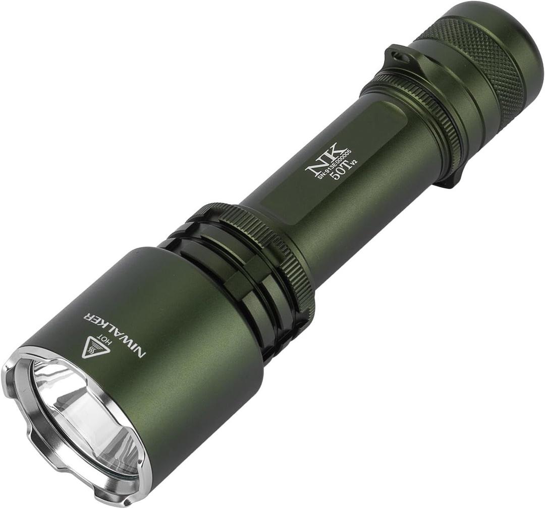 N50t V2 Rechargeable LED Flashlights High Lumen, 2,300 Lumens, Long Throw Tactical Flashlight Super Bright, Powerful Flashlight 3 Modes Flash Light for Emergency, Camping, Hiking (Green)