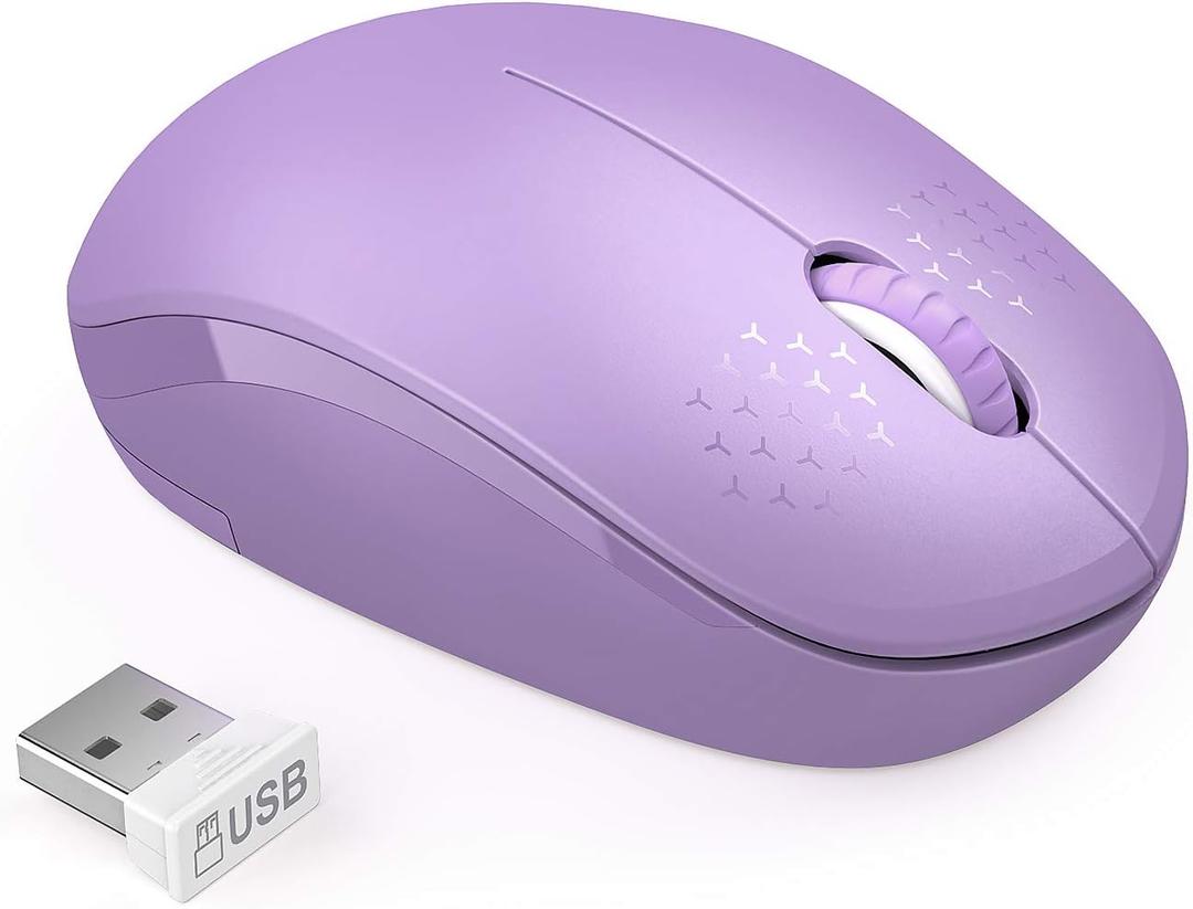 Seenda Wireless Mouse for Laptop, 2.4G Noiseless Mouse with USB Receiver - Optical Tracking Portable Computer Mice for Chromebook, PC, Tablet, Windows System, 24 Months Battery Life - Purple