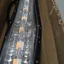 32 Inch 180W Curved LED Light Bar White/Amber Flasing Strobe Light with Six Modes Driving Fog Lights Spot Flood Combo Bumper Lights with Switch Wiring Harness for Offroad Truck 4WD SUV ATV UTV