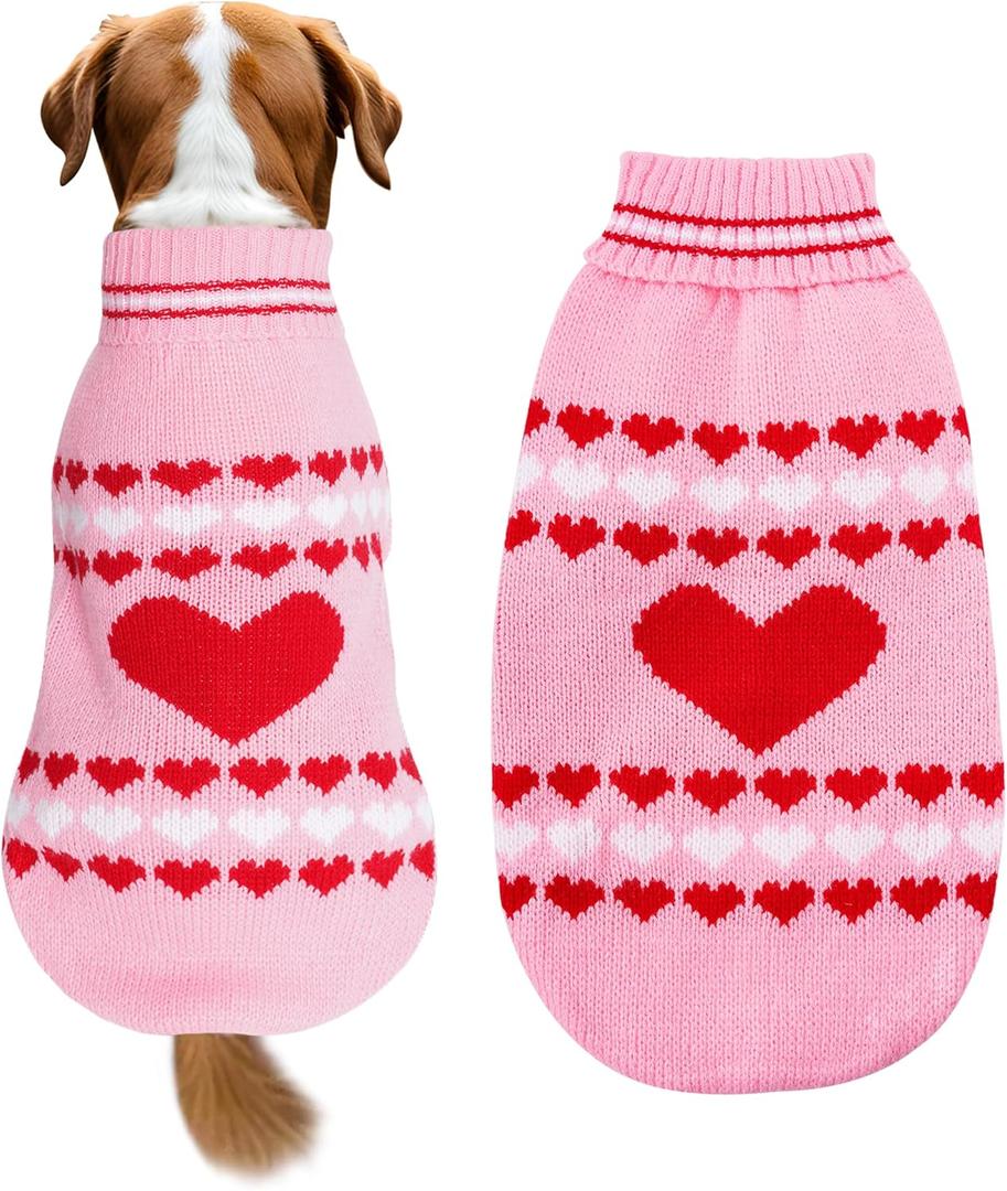 Dog Sweater Turtleneck Pet Sweaters Winter Coat Apparel Warm Knitted Holiday Clothes for Cat and Puppy (Large)