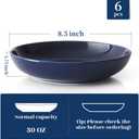 Y YHY Pasta Bowls, 30oz Soup Bowls Salad Bowls Large Serving Bowl Porcelain Pasta Plates Wide and Shallow Bowls Set of 6 Microwave Dishwasher Safe, Blue