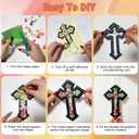 36 Pcs Religious Cross Suncatchers Craft DIY Religious Window Stained Glass Tissue Paper Arts Crafts for VBS Christian Home Sunday School Classroom Easter Spring Window Art Party Favor Decor