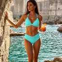 Aqua Eve Women Bikini Sets - Two Piece Swimsuit Low Rise Bathing Suit 2026 Double Strap Bikini Swimwear (Blue, L)