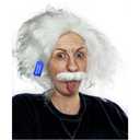 ALLAURA Inspired by Famous Physicist Wig  Old Man White Mad Scientist Wig & Mustache Set  Funny Physicist Costume for Adults, Halloween, Cosplay, Genius Look, Retro Science Outfit Party Accessory