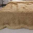 Knit Blanket Throw, Warm Large Soft Chenille for Couch Bedroom Decor, Giant Chunky Yarn Throw Fluffy Blankets Hand-Made, Machine Washable 58x70