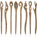 Chuangdi 8 Pieces Wooden Hair Sticks Japanese Hair Chopstick for Women Bun Maker, Chinese Chopstick Hairpin for Women Handmade Chignon Maker Accessories(Classic Pattern)