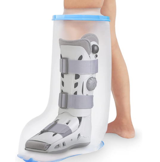 Waterproof Extra Wide Leg Cast Cover for Shower Adults, Extra Large Half Leg Shower Cover with NonSlip Bottom, Watertight Foot Protector for Plus Size Adults Surgery Shower Boot