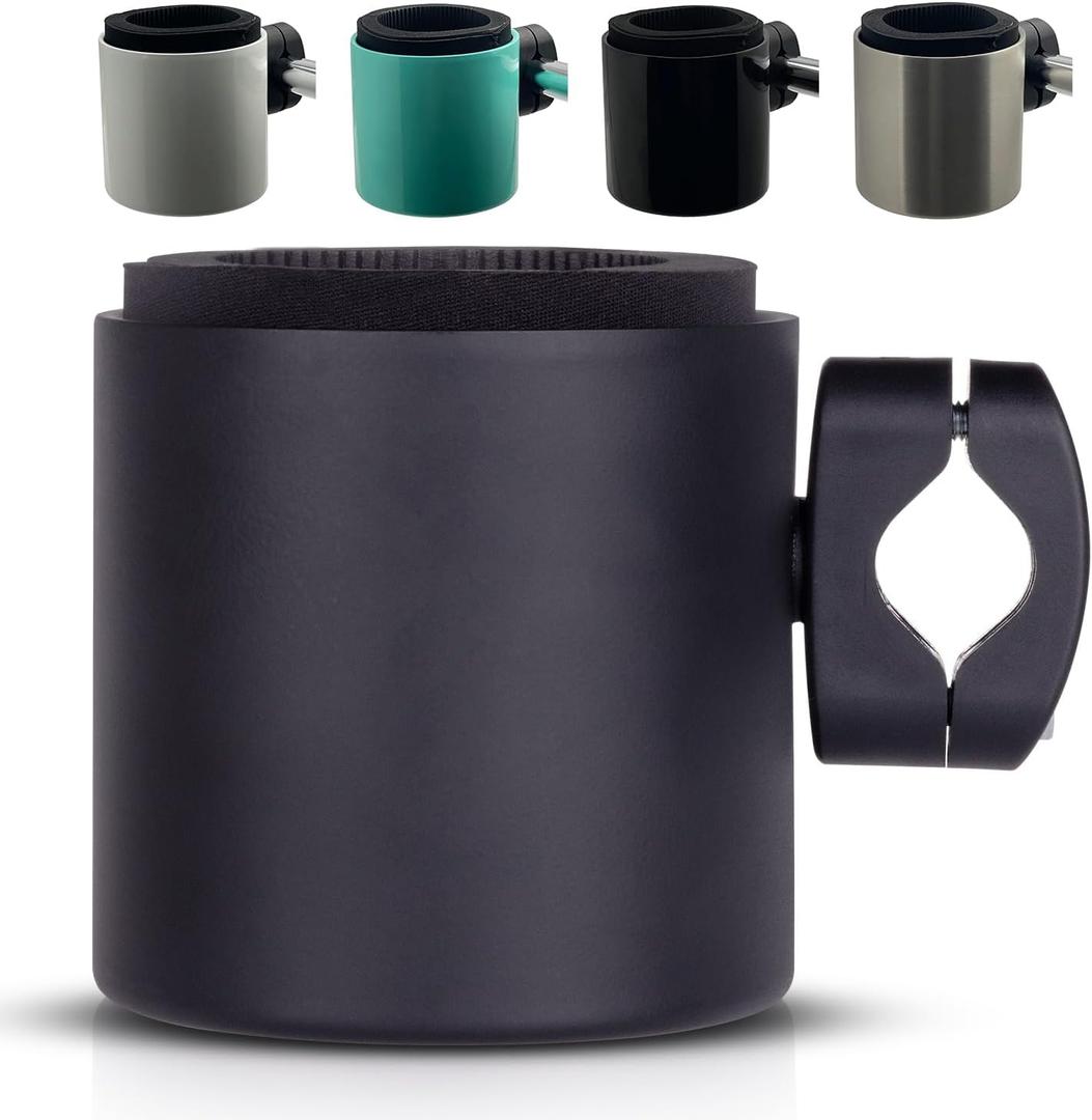 Kroozie Stealth Bike Cup Holder - The Ultimate Handlebar Accessory for Your Ride - Fits All Bikes, E-Bikes, Scooters & Keeps Your Cups Beverage Secure Flat Black