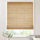 3 x LazBlinds No Tools No Drill Bamboo Roller Shades, Cordless Bamboo Blinds, Light Filtering Roll Up Blinds for Windows, French Door, Porch or Patio, 29'' W x 64'' H, Squirrel