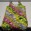 Multi Colored Neon Animal Print Zebra Cheetah Pattern Bodycon Dress 80s Style Stretchy Slim Fit (X-Large)