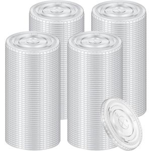 200 Clear Plastic Lids | 3.9 inch (98mm) Universal Flat Lids with Straw Slot | Fits 12, 16, 20, 24 oz Cold Drink Cups - Disposable & Leak-Resistant (PET, 200 Count)