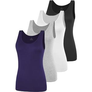 AMVELOP Basic Tank Top for Women Undershirts Sleeveless Layering Tank Top 2 Pack (XXL, Blue, Grey)