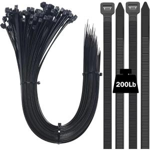 Large Zip Ties Heavy Duty 23 inch Cable Ties 100 Pack Black 200lbs UV Resistant Wire Tie for Indoor and Outdoor Use
