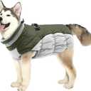 Lelepet Dog Coat Warm Dog Winter Coat Waterproof Dogs Jacket with Harness Built in Reflective Pet Fleece Vest Zip-Up Cold Weather Coats for Large Dogs Turtleneck Windproof Coats Pitbull Army Green 2XL