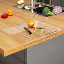 JJL Acrylic Cutting Board with Counter Lip, 16 x 12.5 Inches, Food-Grade & Anti-Slip, Clear, with Juice Groove Perfect for Cutting Food with Juice, Ideal Choice for Kitchen Countertop Décor