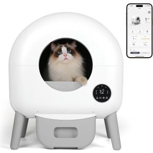 Self Cleaning Litter Box - Automatic Cat Litter Box self Cleaning, with 1 Roll Trash Bags and Mat, Small-White