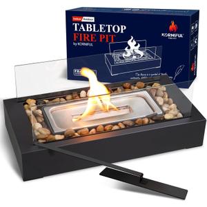 Table Fire - US Patent Design - Upgraded Safer Gel Fuel fire Pit, with Cobblestone Decorated for Friday Nights, Gift for Home Decor, Birthday, Mum and Weddings (Gel was not Included)