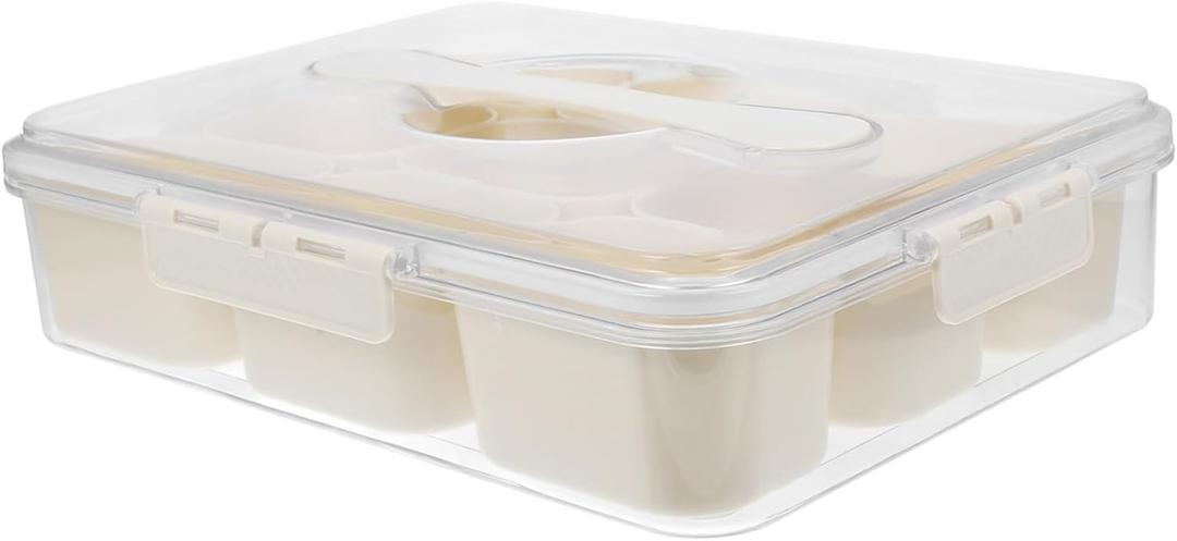 OUNONA Transparent Lid Snack Storage Box with Multiple Compartments Portable Food Container for Nuts Candy and Snacks Home Office and Outdoor Use