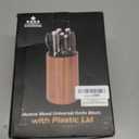 Enoking Universal Knife Block Holder with Plastic Lid, Acacia Wood Knife Block without Knives for Scissors, Sharpening Rod and Knives, Round Knife Storage Organizer Display