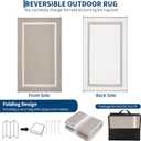 COZYLOOM Outdoor Plastic Straw Rug 9x12 UV Resistant Waterproof Patio Rug, Reversible RV Camping Mat with Portable Bag & 4 Stakes, Modern Bordered Outdoor Carpet for Balcony Deck Yard, Dusty Taupe